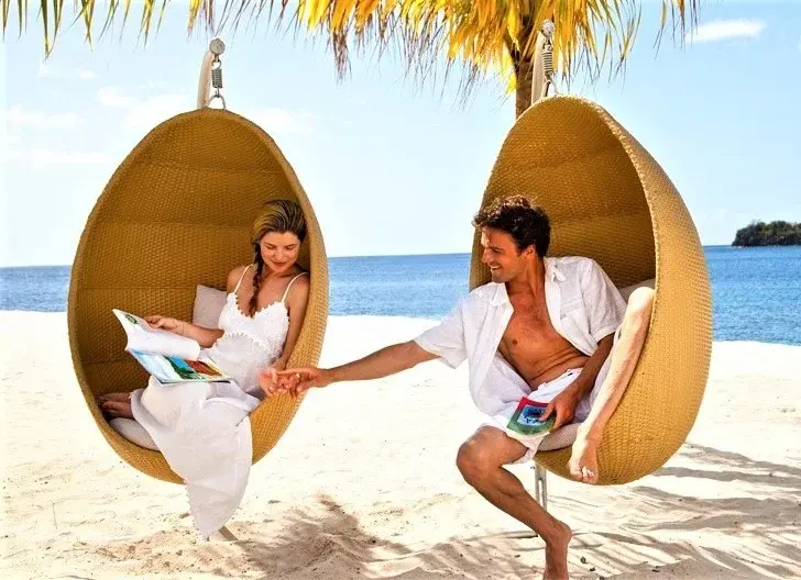 Romantic couple relaxing at a Red Sea beach resort