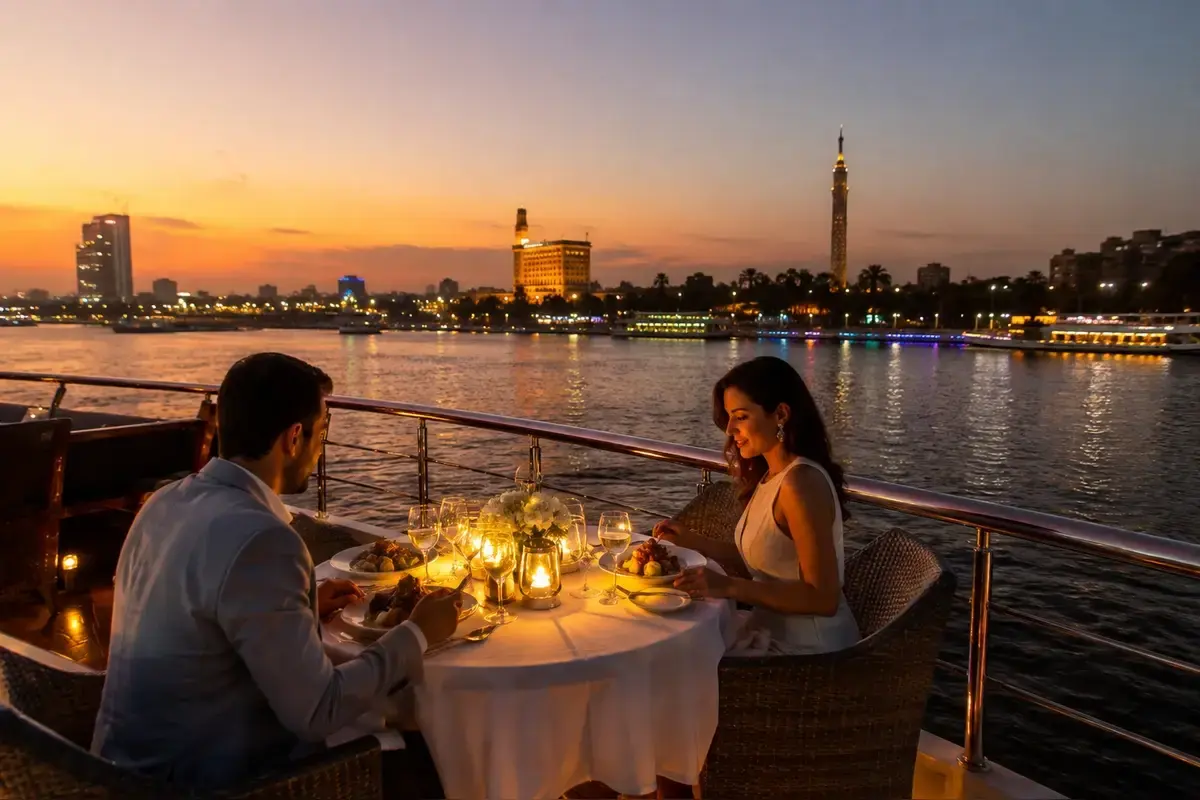Private candlelit dinner cruise on the Nile in Cairo