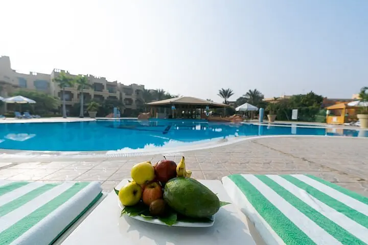 Swimming pool and fresh fruit at a Hurghada resort