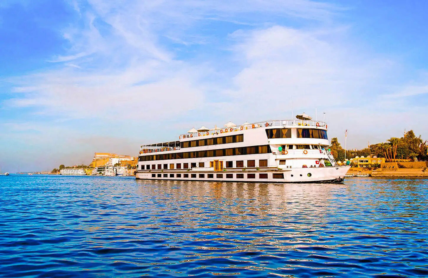Nile cruise ship sailing between Aswan and Luxor