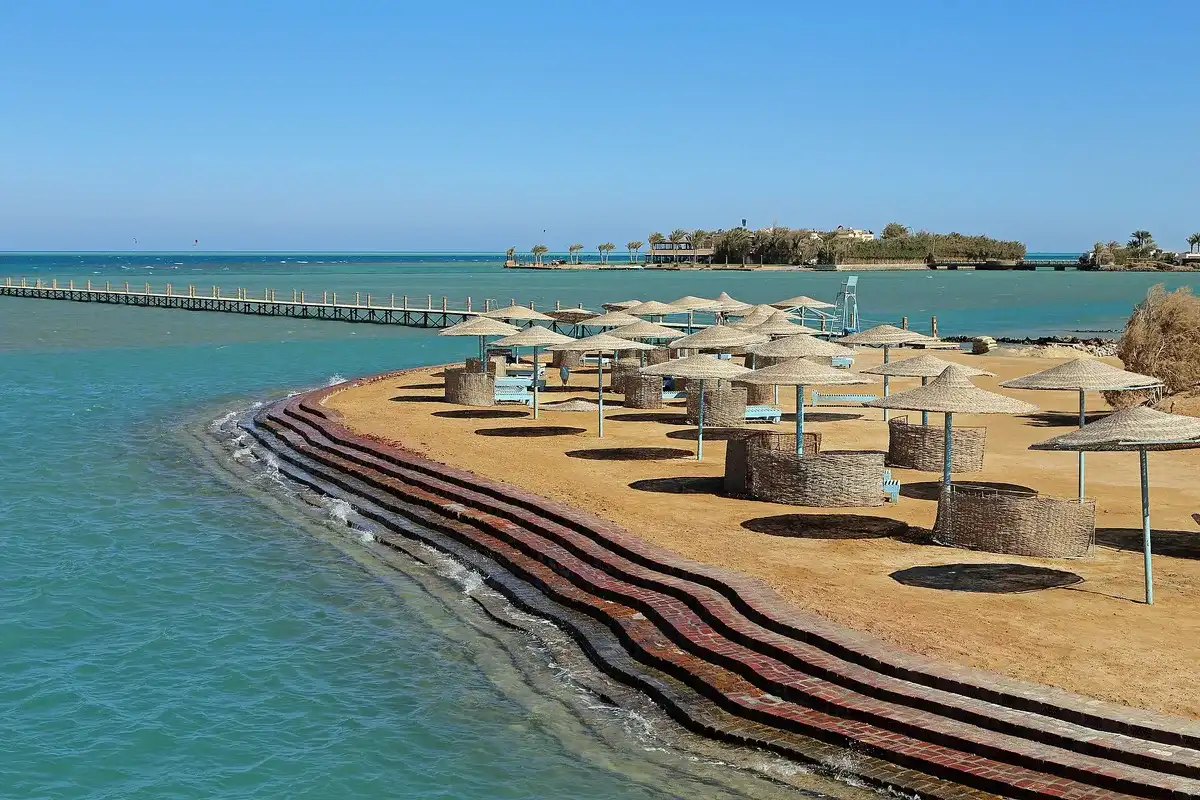 Giftun Island beach and turquoise lagoon near Hurghada