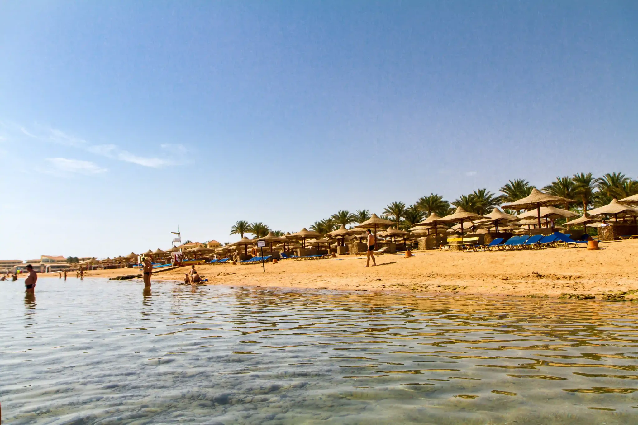 Calm Red Sea beach in Hurghada during a luxury Egypt holiday