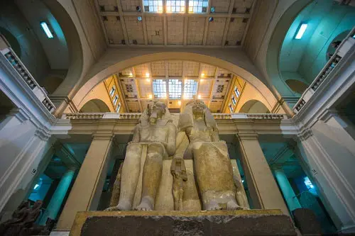 Ancient Egyptian statue inside a Cairo museum