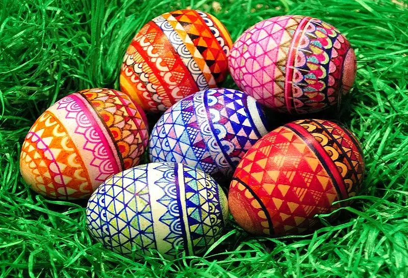 Colourful decorated eggs for a family-friendly holiday activity