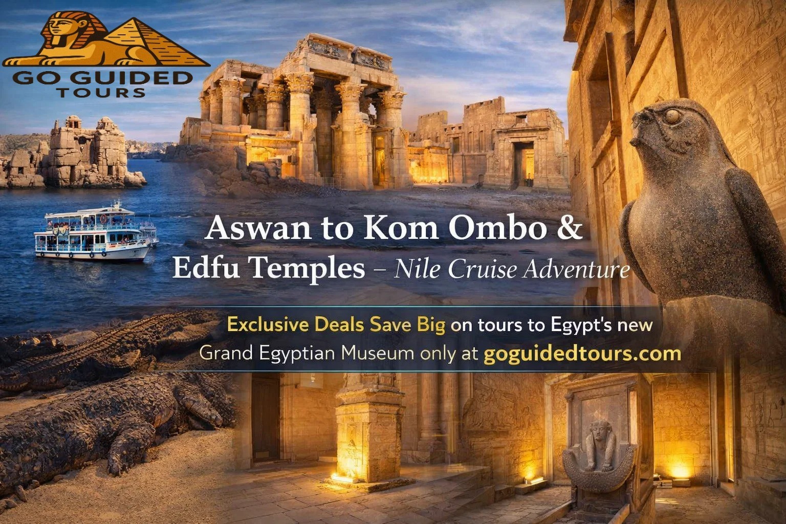 Aswan to Kom Ombo & Edfu Temples – Nile Cruise Adventure